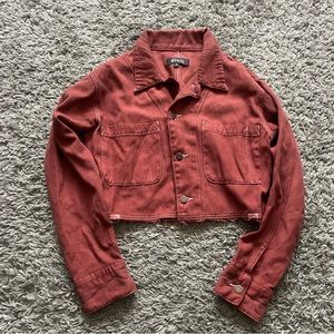 Etica orange brown denim crop jacket size s